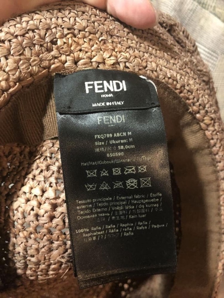 FENDI Bucket Hat Raffia FF Logo