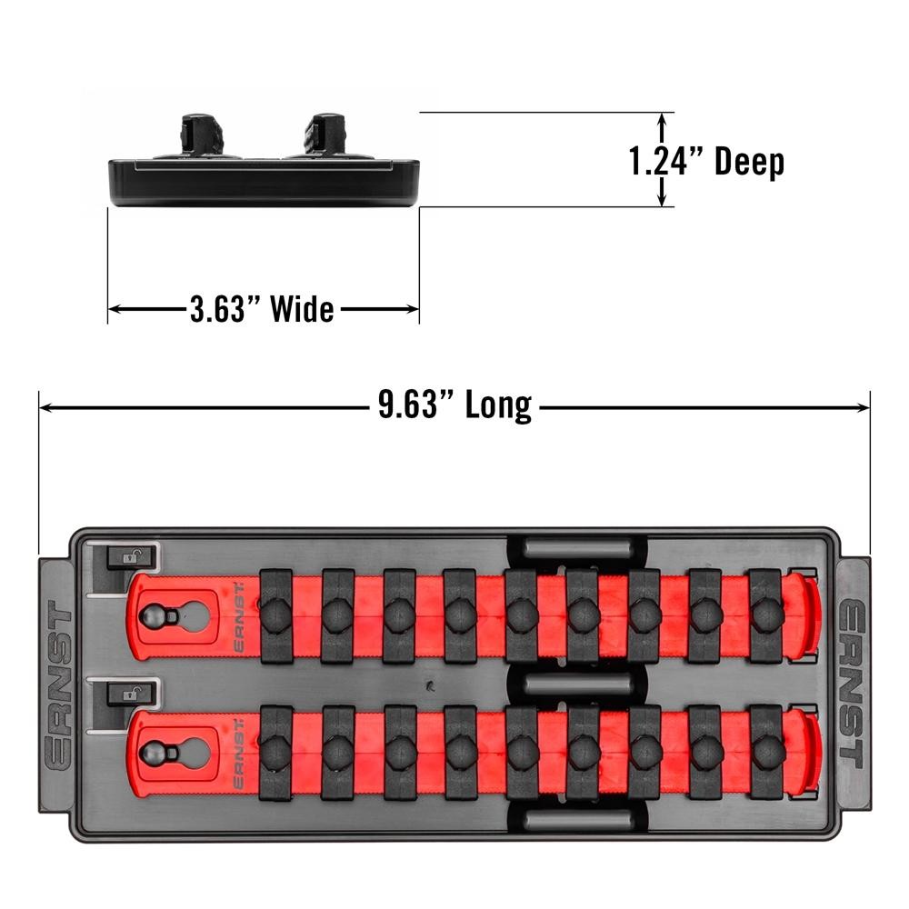 Ernst 8553 3/8" 2-Rail Socket Boss Storage Organiser 8" Red