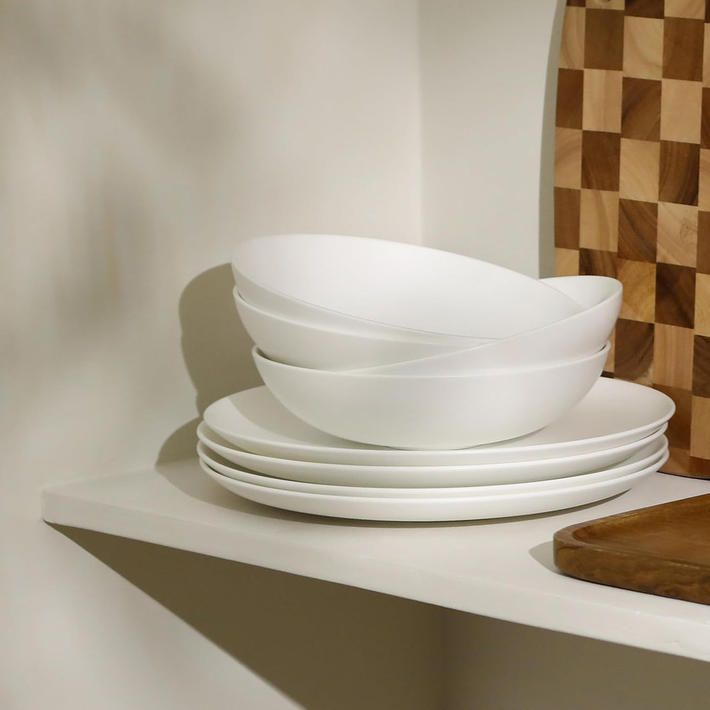 Taglio 12-Piece Dinnerware Set Bone China, Matte White