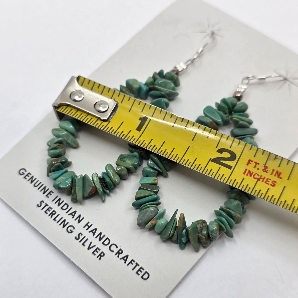 Native American Natural Turquoise Beaded Dangle Earrings