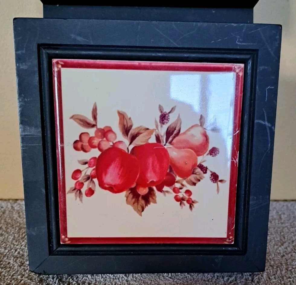 Vintage Fruit Tile Letter Mail Organizer Wall Mount