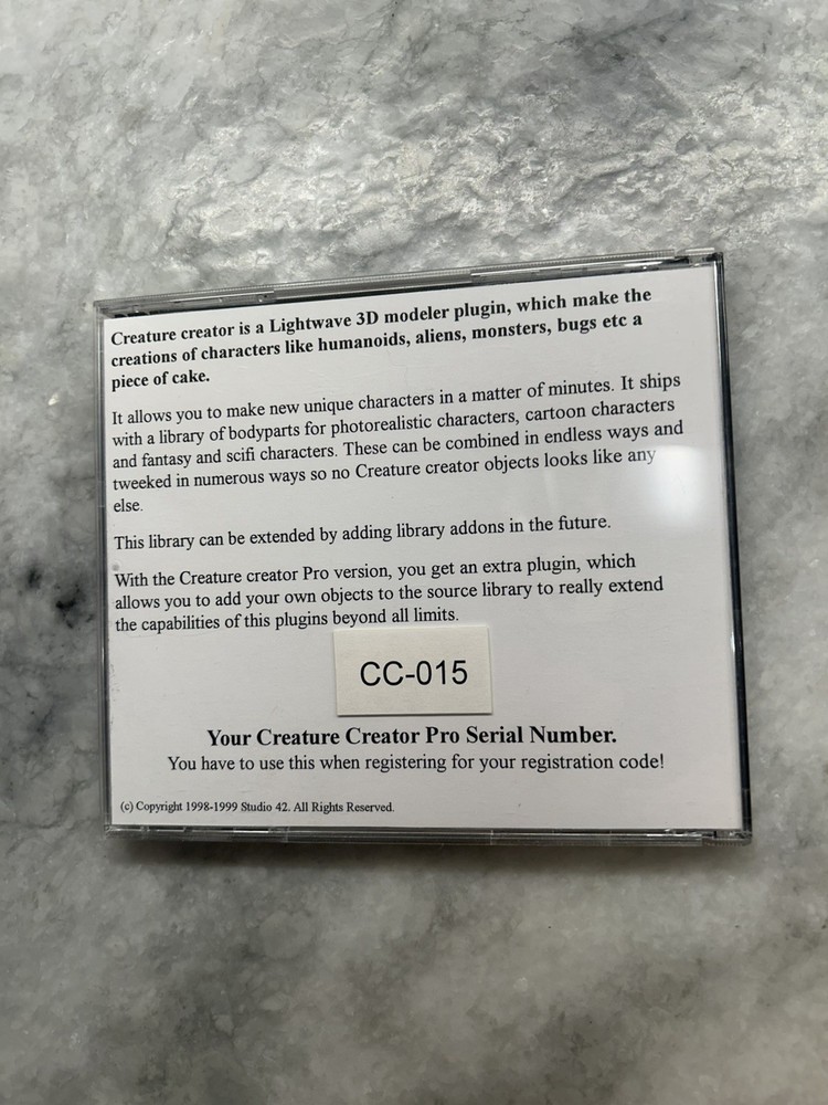 VINTAGE- 1999 Studio 42 Creator Creature Pro Version