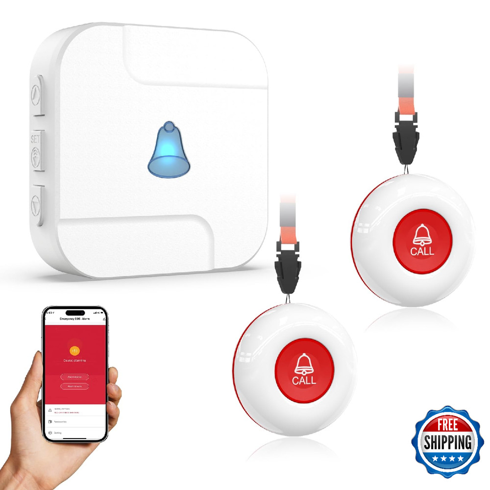 Wireless Caregiver Pager System with Call Button for Elderly at Home - Emergency