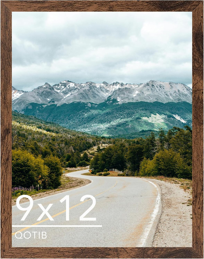 Deep Brown 9x12 Wood Picture Frame for Wall or Tabletop, Horizontal/Vertical