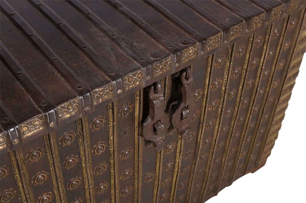 Antique Indian Teak Wood Pitara Console Chest