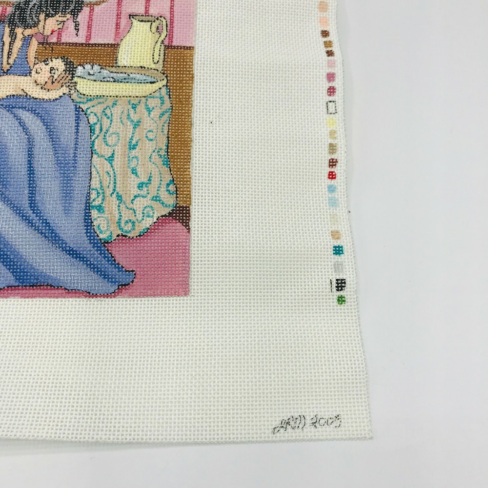 Hand Painted Needlepoint Pattern Canvas Victorian Bath Time Jacqueline Mellen