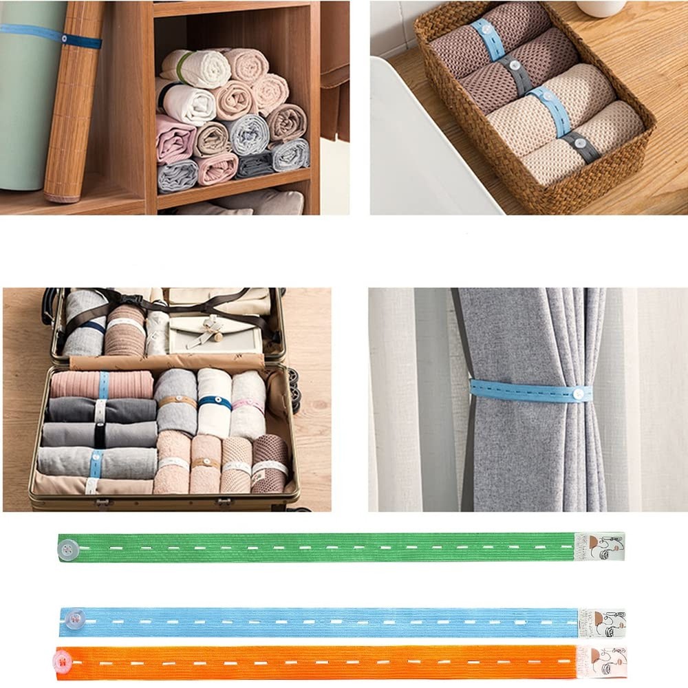 50Pcs Clothes Storage Elastic Band, Self-Adhesive Roll Binding Belt for Cloth...