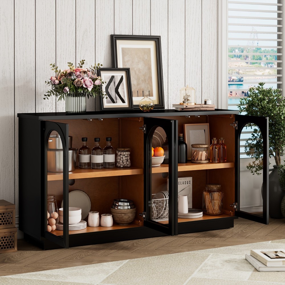 4-Door Storage Cabinet Buffet Sideboard with Adjustable Shelves for Kitchen