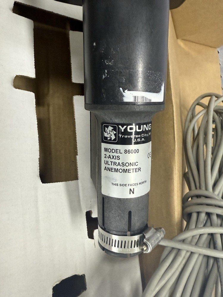R.M. Young Model 86000 2-Axis Ultrasonic Anemometer w/ Cable & Mount, As-Is