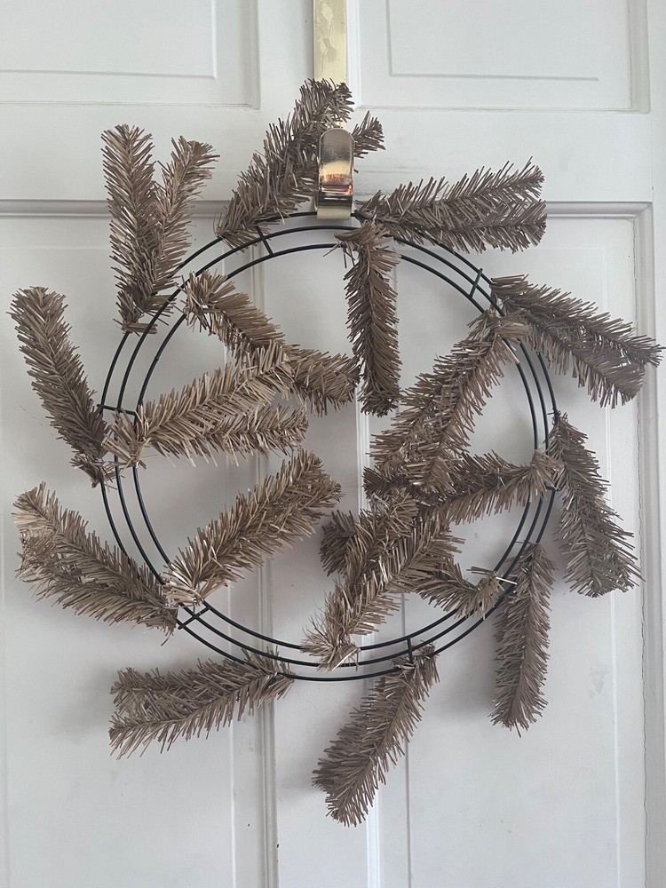 15-24” Work Wreath Form: Wire frame with pre-attached Natural burlap colored  