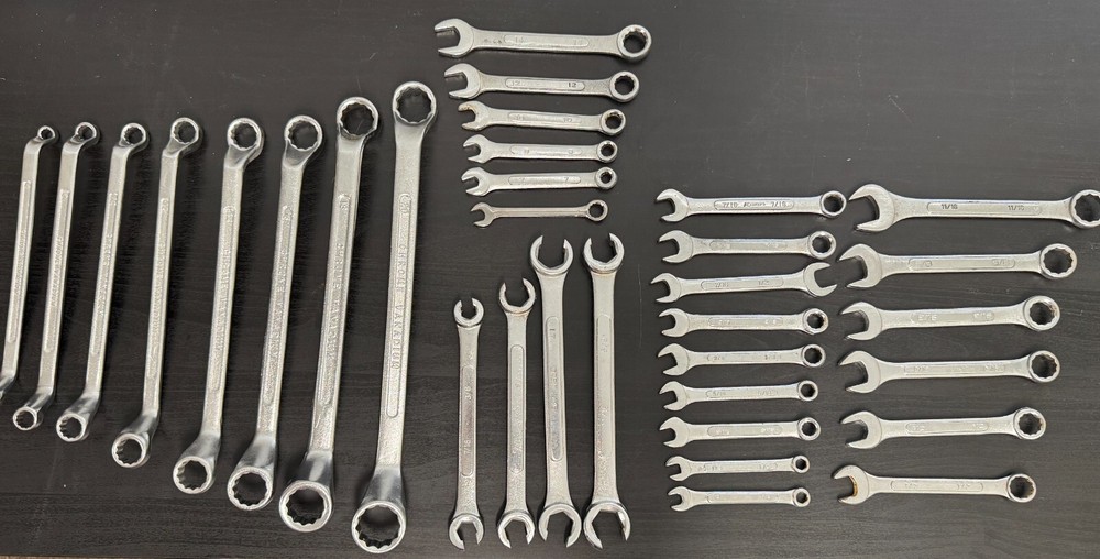 Lot of 33 Assorted Generic Wrenches Spanners Combination