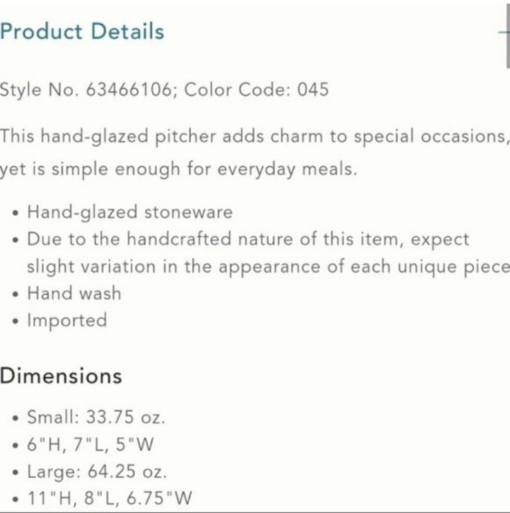 New Anthropologie Small Eleodora pitcher