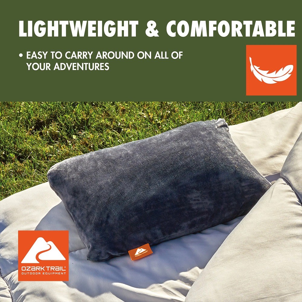 Dark Grey Memory Foam Camping Pillow for Adults