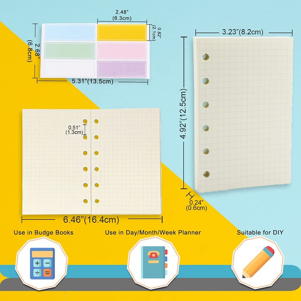 A7 Planner Refill,4 Pcs per Set, 360pages, Grid Mattrix A7, Matrix