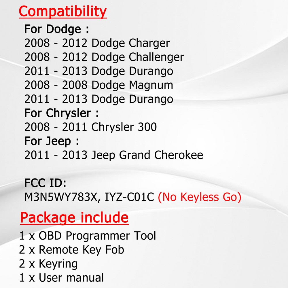 2 For 2009 2010 2011 2012 2013 Dodge Charger Challenger Remote Fob Key Program