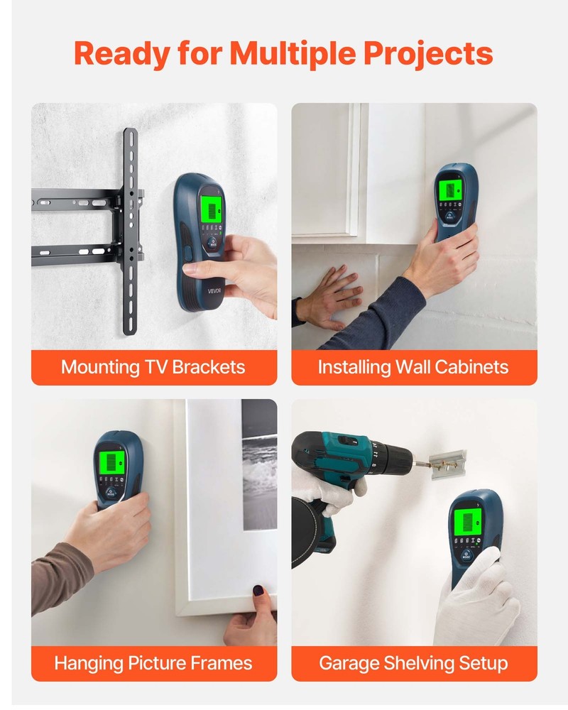 VEVOR Stud Finder Wall Scanner 5 in 1 Electronic Wall Stud Detector LCD Blue
