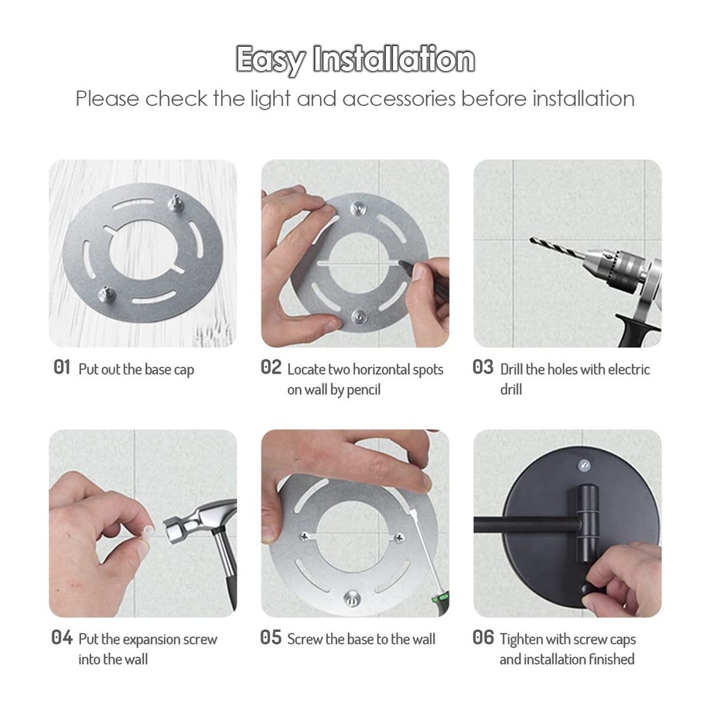 Rechargeable Wall Mounted Lighted Makeup Mirror, 8 Inch Double-Sided LED Vani...