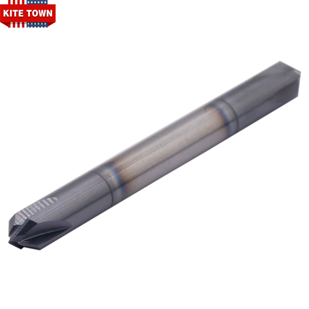 1/4" 4 Flute 90 Degree Solid Carbide Chamfer Mill - Double End - AlTiN Coated