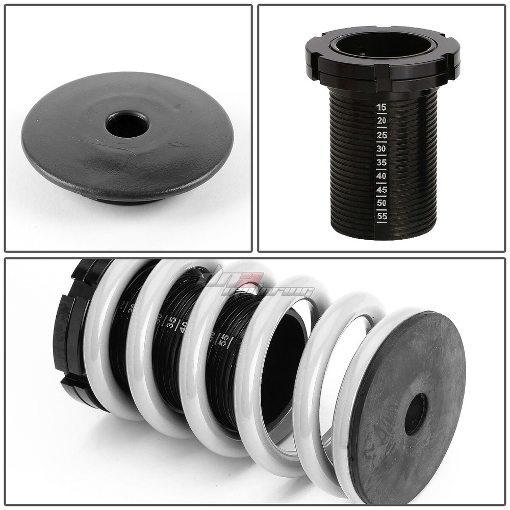 WHITE ADJUSTABLE 1-4" BLACK PERCH SUSPENSION COILOVER SPRING FOR 88-00 EG EK DC