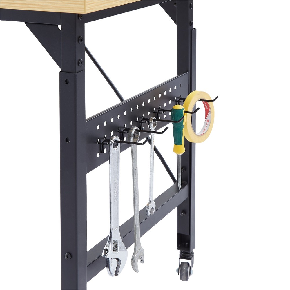 48''Adjustable Workbench with pegboard, Heavy Duty Wooden Desktop