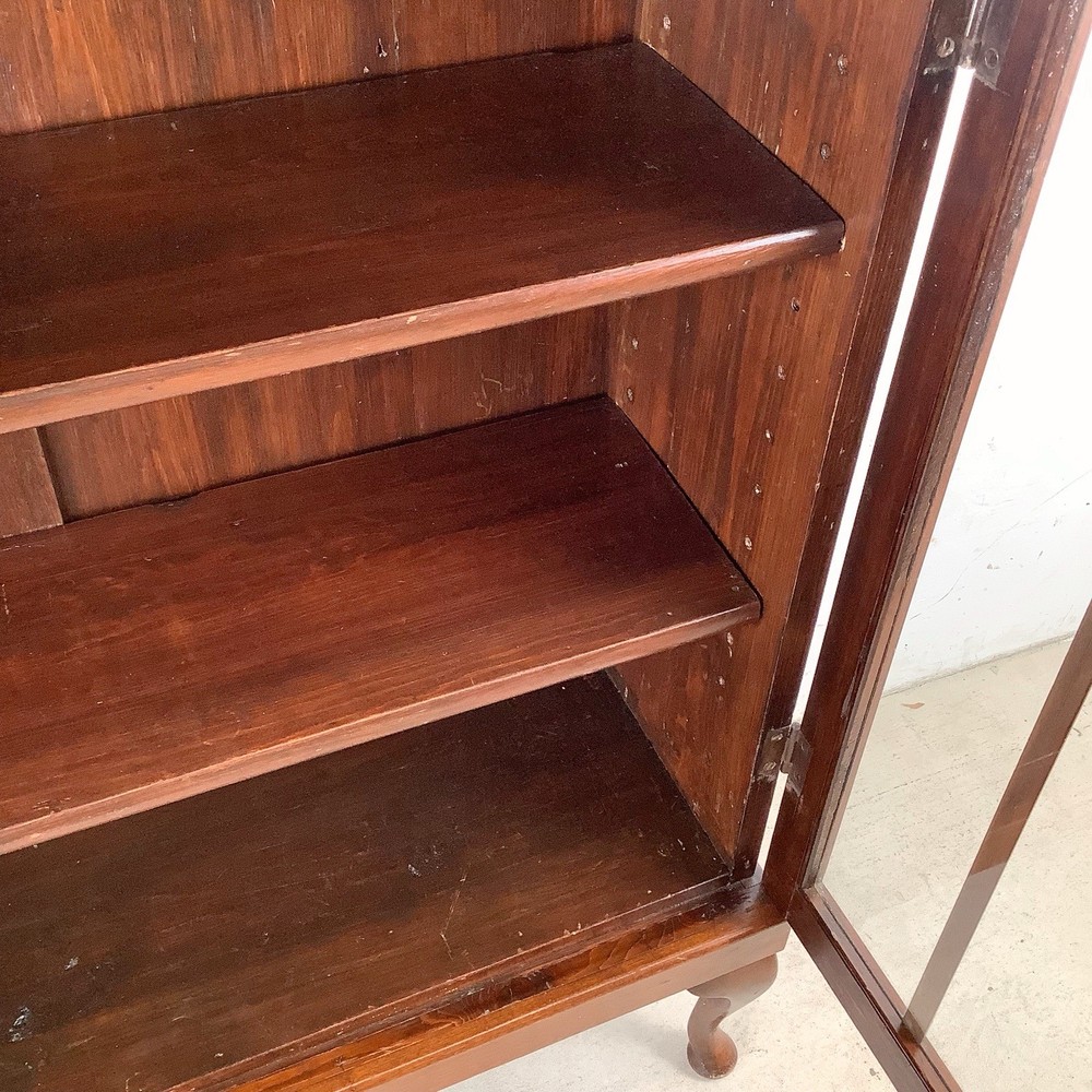 Antique-Style Glass Door Bookcase with Elevated Base