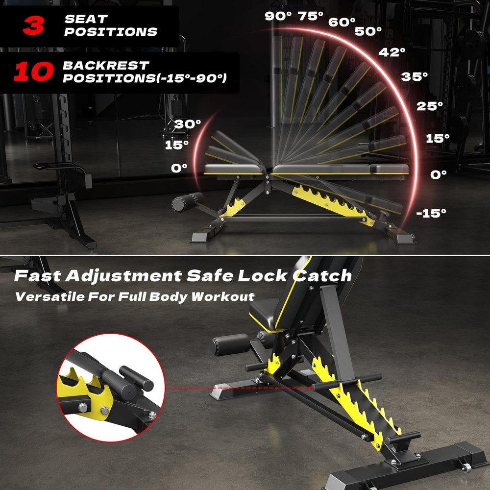 Heavy Duty Bench Adjustable Workout Bench Press Set for Home Gym Strength Traini