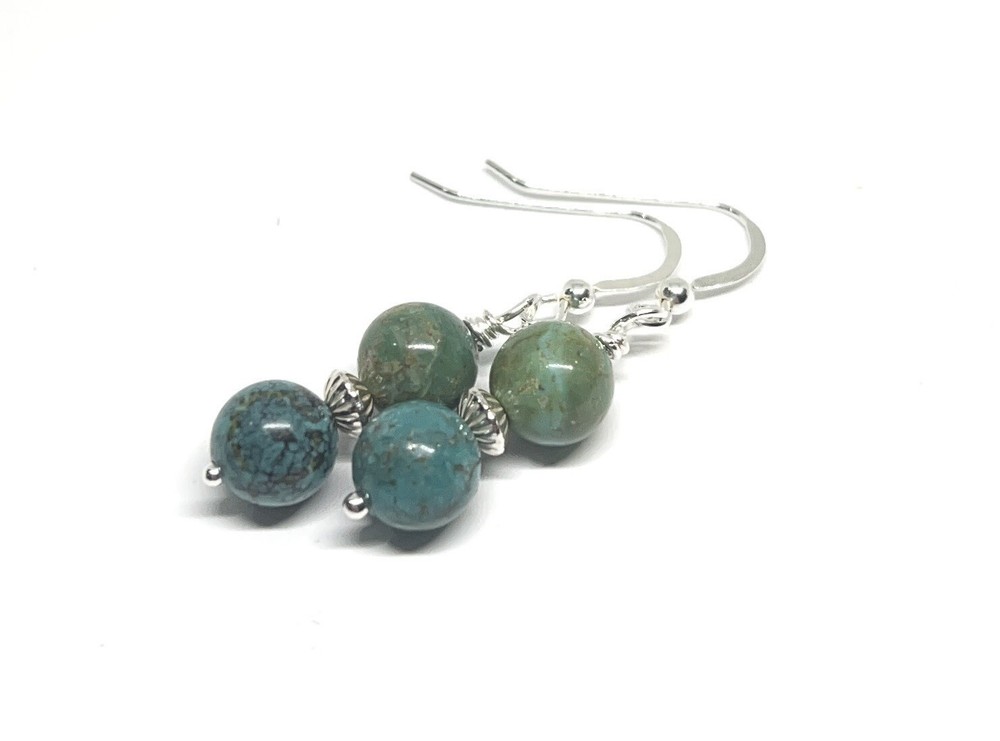 Turquoise Genuine/Authentic Stone Handmade .925 Sterling Silver Earrings