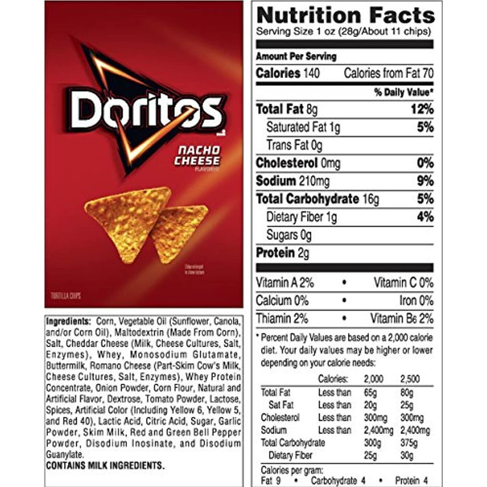 Doritos Nacho Cheese Flavored Tortilla Chips