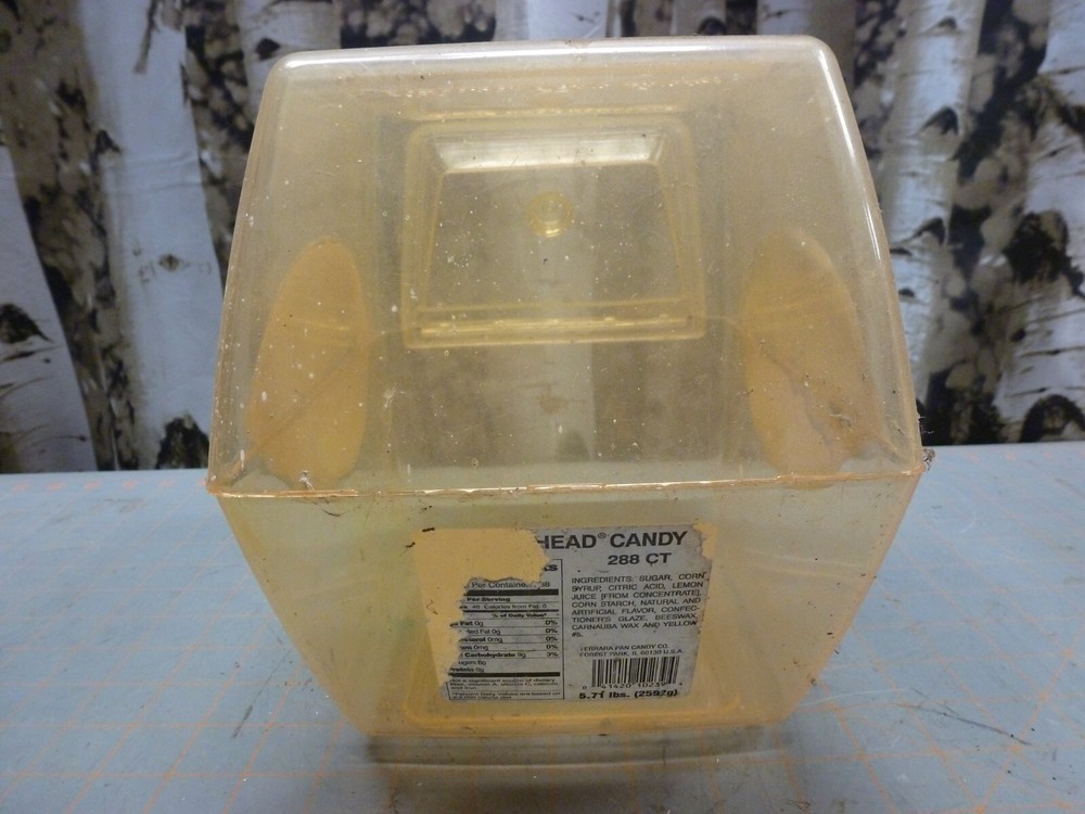 (F) VTG EMPTY Lemon Head Pan Ferrara Candy Counter Jar, Plastic Container W/Lid