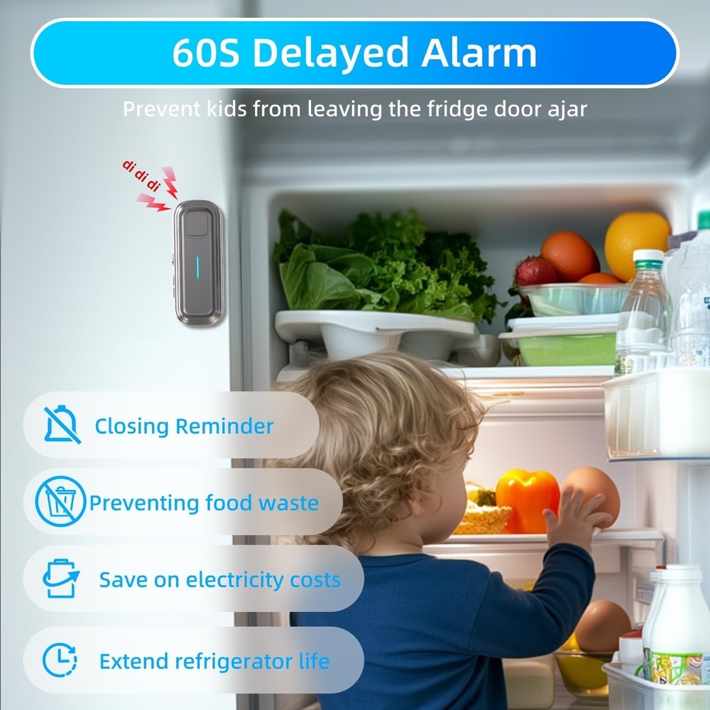 Daytech Refrigerator & Freezer Door Alarm - 1-4 Minute Adjustable Delay, 0-12...