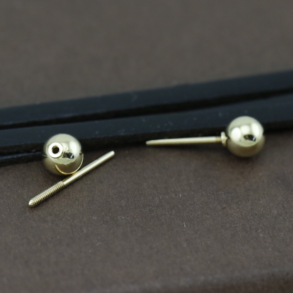 Genuine 18CT Solid Gold Screw Posts & Balls 5mm - 1 Pair Set