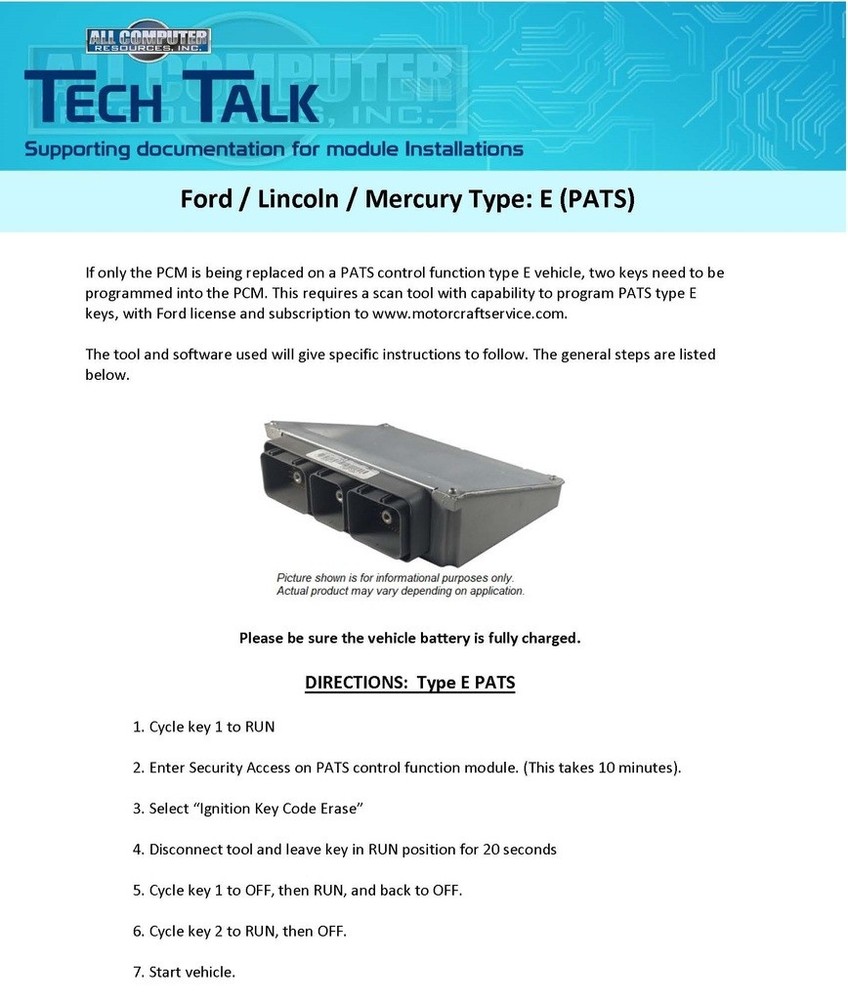 2012 Ford Van E150 E250 5.4L - BC2A-12A650-BBC - Engine Computer ECU ECM PCM
