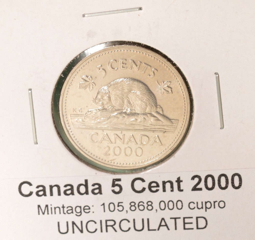 2000 Canada 5 Cent  (cupronickel) - UNCIRCULATED from Mint Roll 🇨🇦