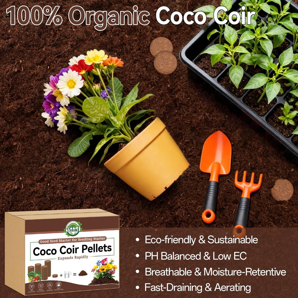 Halatool 55 Pcs Compressed Coco Coir Pellets, Seed Starter Soil Pellets for I...