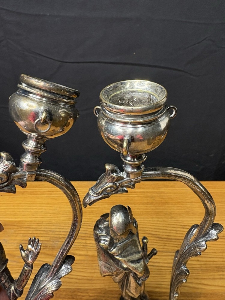 Antique Fraget Silver Plated Candlesticks
