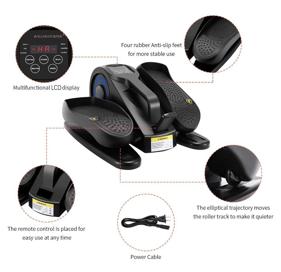 Rollersurfer - Under Desk Elliptical Machine Adjustable Speeds Elliptical