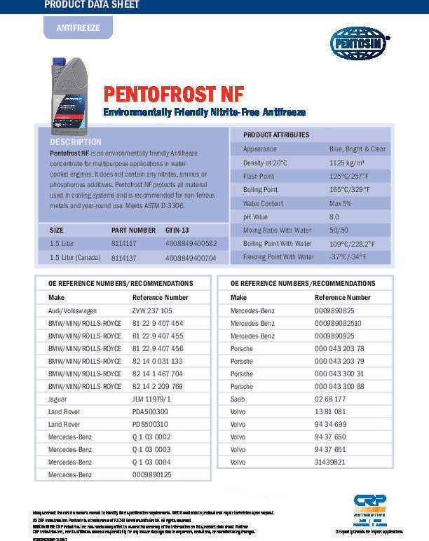 Engine Coolant / Antifreeze CRP 8114117