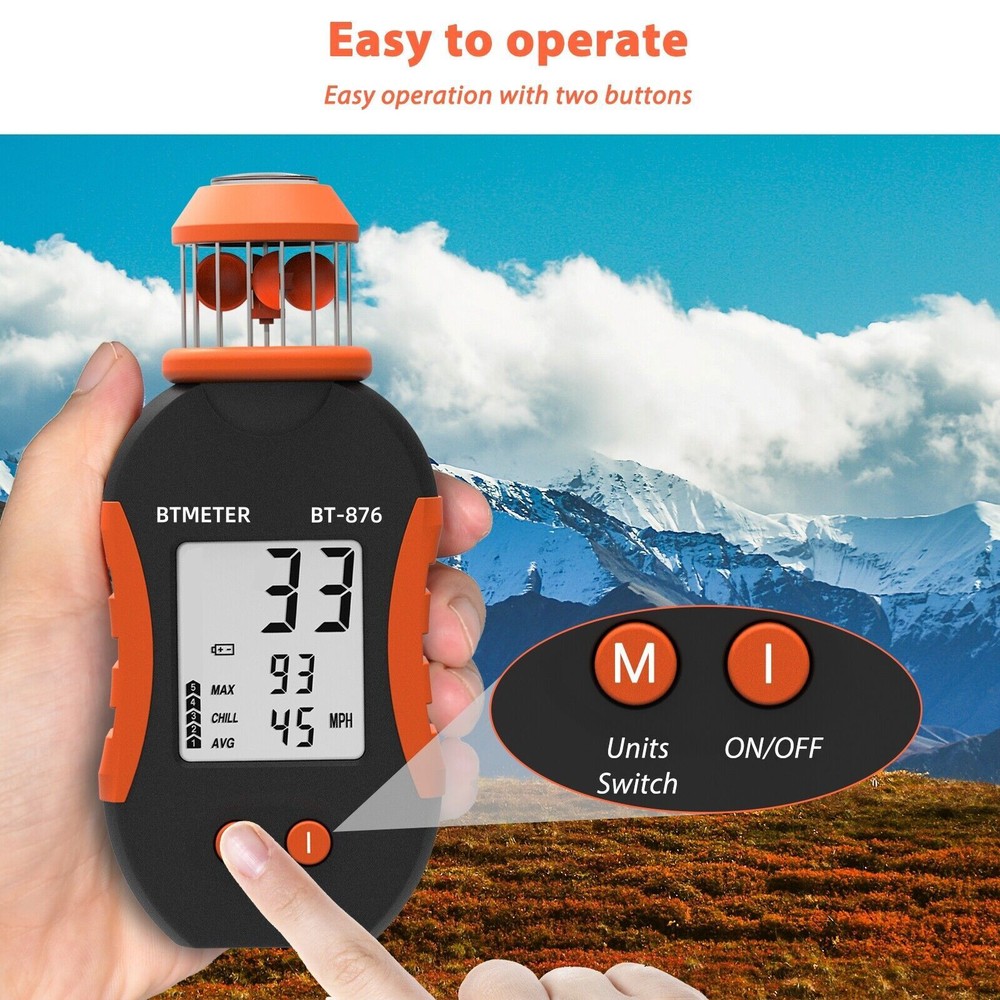 Wind Cup Anemometer Handheld Digital Wind Meter Air Speed 42m/s