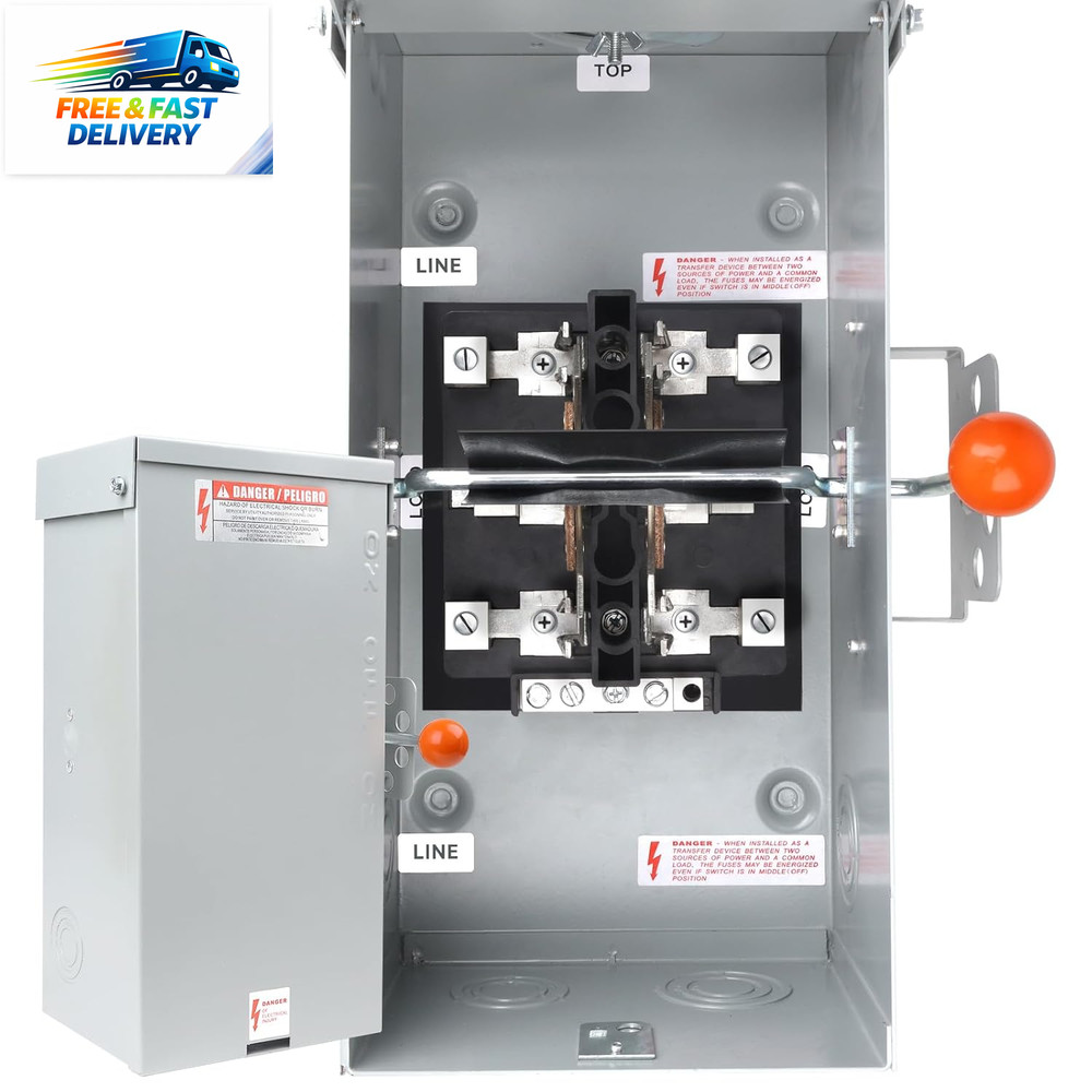 100A Generator Transfer Switch, 24000W Heavy Duty Double Throw Safety Switch, 12