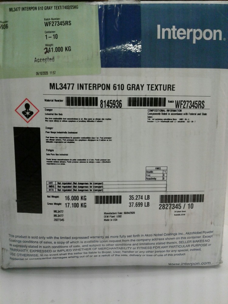 ML3477 Interpon 610 Gray Texture 35 lbs. Batch WF27345RS