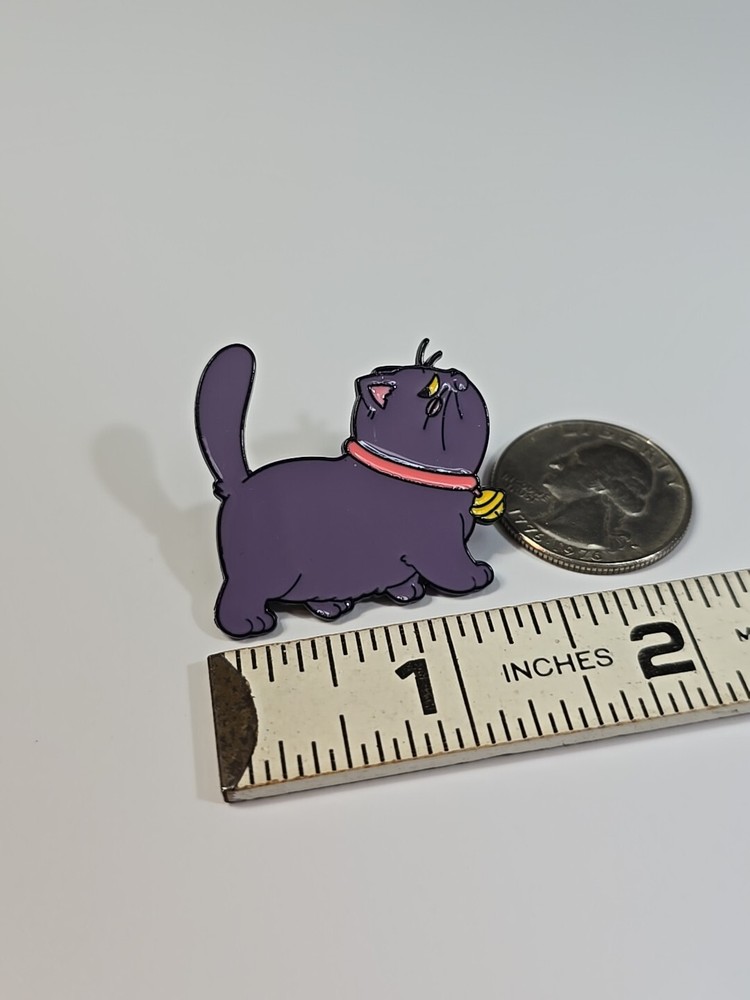Cute Purple Cat With Tail Up Lapel Pin