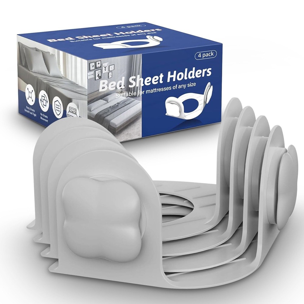 Bed Holders for Corners: Fitted Bed Grippers with Twist-Lock Clips Keep Sheet...