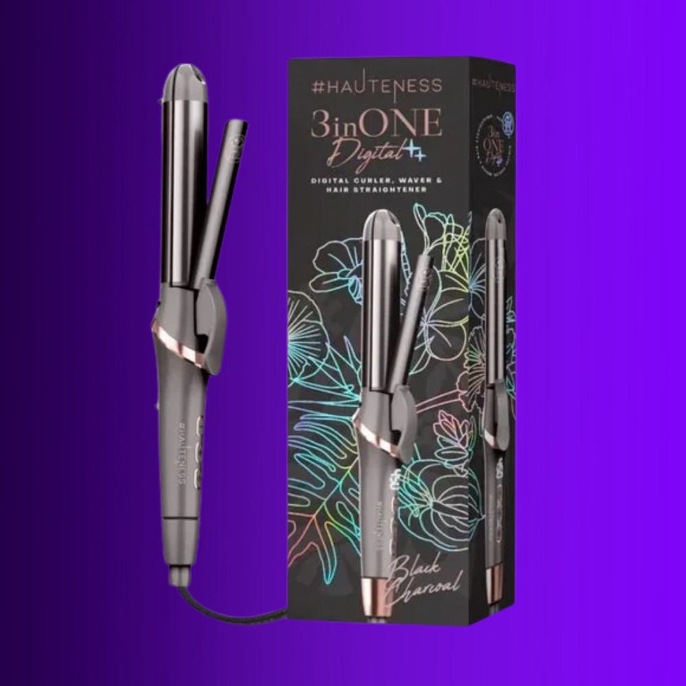 HAUTENESS 3inONE Multistyler Flat Iron & Curling System - Black