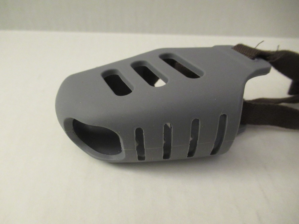 Dog Muzzle - Silicone - Small Breed Dogs - Adjustable Head Strap - Grey - Small