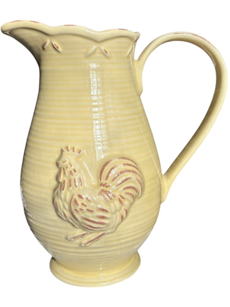 Lenox French Provencal Garden Rooster Pitcher 10" Pristine