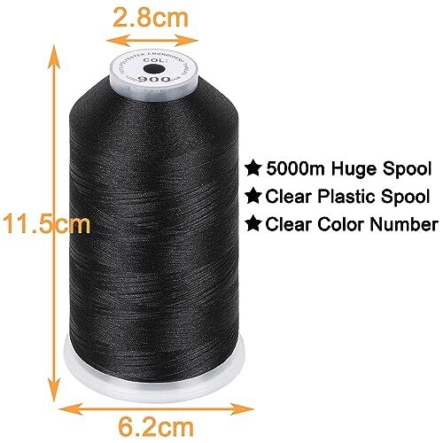 2 Pack Polyester Huge Spools Threads for Embroidery Machines Sewing