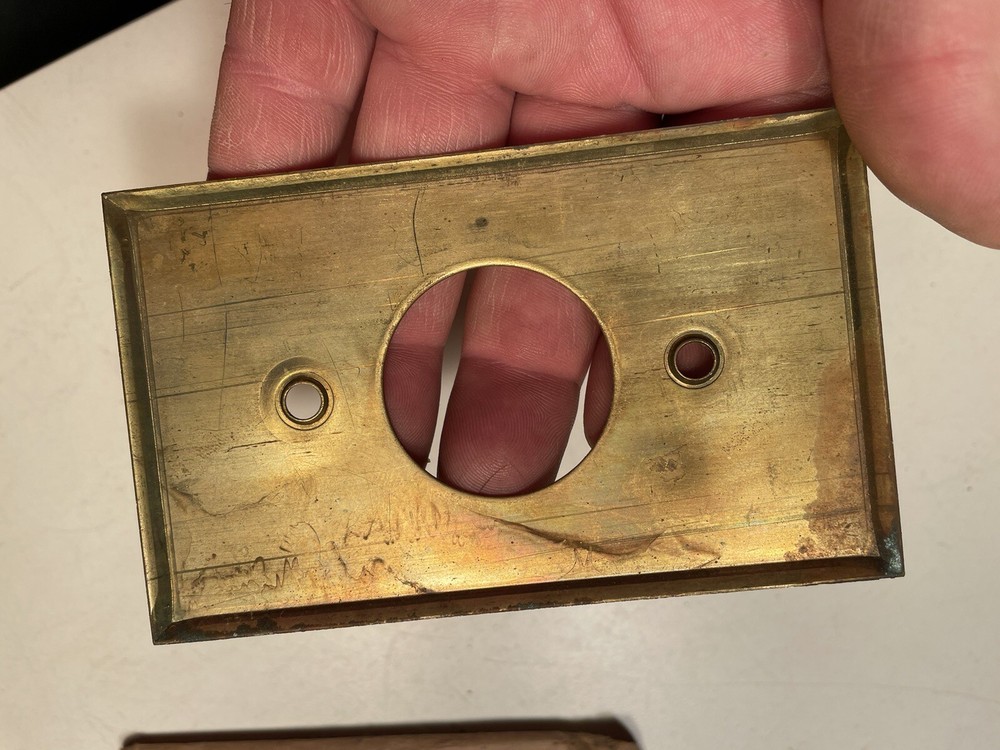 Vintage Hubbell Solid Brass Flush Plate Cover #6780 NOS
