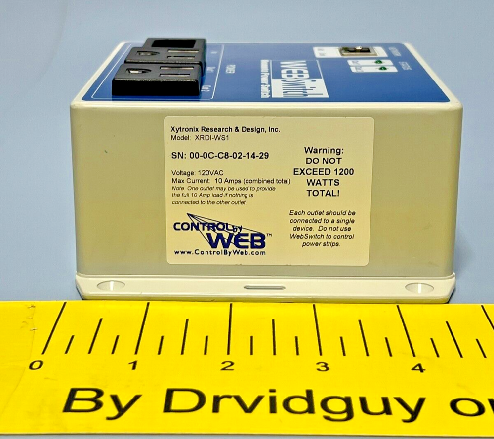 Control-By-Web XRDI-WS1 Web Switch Remote Power Switch; 120VAC, 10A