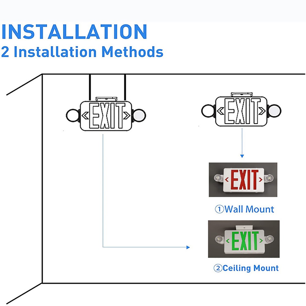 1-8× LED Exit Sign Emergency Light Double/single face w/Battery Backup Red/Green