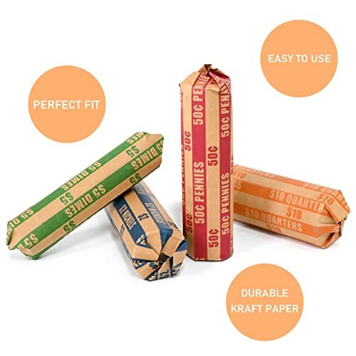 150 Assorted Bundle Flat Striped Coin Wrappers Coin Roll Wrappers